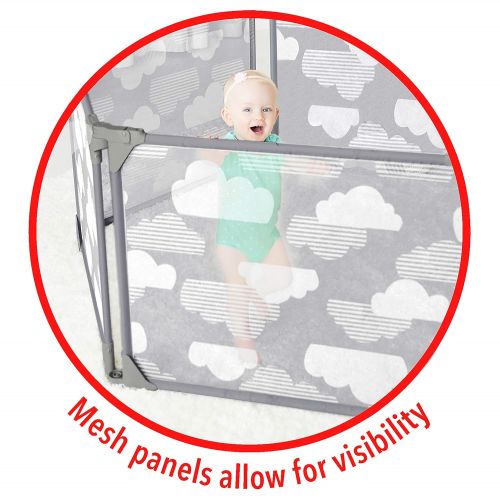 스킵 [아마존베스트]Skip Hop Baby Playpen: Expandable or Wall Mounted Play Yard with Clip-On Play Surface, Silver Lining Cloud