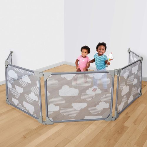 스킵 [아마존베스트]Skip Hop Baby Playpen: Expandable or Wall Mounted Play Yard with Clip-On Play Surface, Silver Lining Cloud