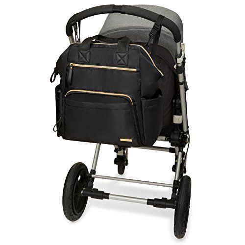 스킵 [아마존베스트]Skip Hop Diaper Bag Backpack, Mainframe Large Capacity Wide Open Structure, Black with Gold Trim