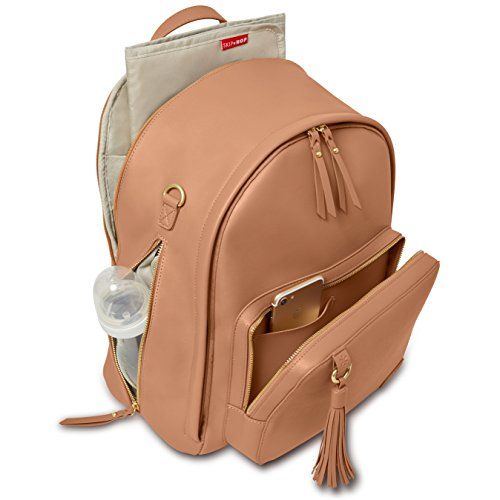 스킵 [아마존베스트]Skip Hop Diaper Bag Backpack, Greenwich Multi-Function Baby Travel Bag with Changing Pad and Stroller Straps - Caramel