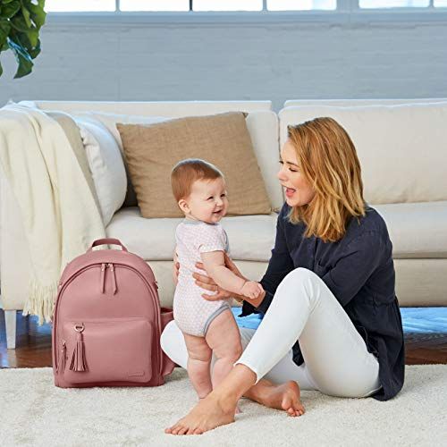 스킵 [아마존베스트]Skip Hop Diaper Bag Backpack, Greenwich Multi-Function Baby Travel Bag with Changing Pad and Stroller Straps - Dusty Rose