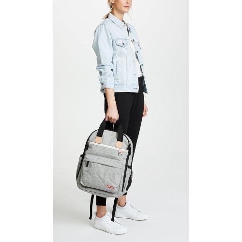 스킵 [아마존베스트]Skip Hop Diaper Bag Backpack with Matching Changing Pad, Duo Signature, Grey Melange