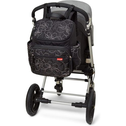 스킵 Skip Hop Diaper Bag Backpack Forma, Multi-Function Baby Travel Bag with Changing Pad, Black Floral