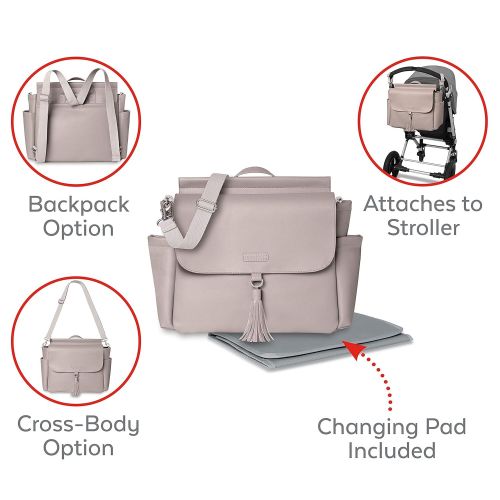 스킵 Skip Hop Diaper Bag Backpack, Greenwich Multi-Function Baby Travel Bag with Changing Pad and Stroller Straps, Vegan Leather, Portobello