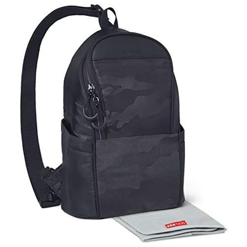 스킵 Skip Hop Diaper Bag Backpack Easy-Access Crossbody Sling, Paxwell, Black Camo