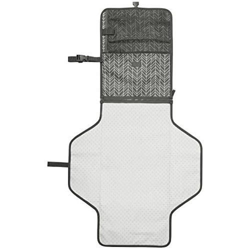 스킵 Skip Hop Pronto Signature Portable Changing Mat, Cushioned Diaper Changing Pad with Built-in Pillow, Grey Feather