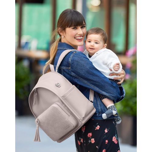 스킵 Skip Hop Diaper Bag Backpack, Greenwich Multi-Function Baby Travel Bag with Changing Pad and Stroller Straps - Portobello