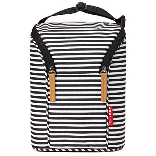 스킵 Skip Hop Insulated Breastmilk Cooler And Baby Bottle Bag, Black/White Stripe