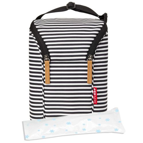 스킵 Skip Hop Insulated Breastmilk Cooler And Baby Bottle Bag, Black/White Stripe