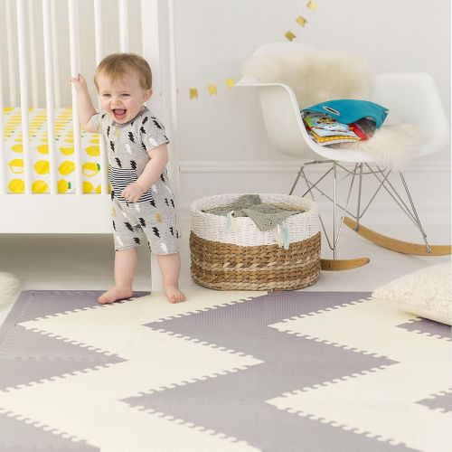 스킵 Visit the Skip Hop Store Skip Hop Foam Baby Play Mat: Playspot Interlocking Foam Floor Tiles, 70 x 56, Grey/Cream