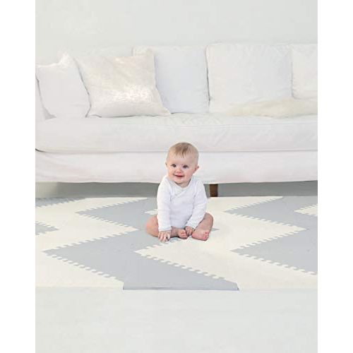 스킵 Visit the Skip Hop Store Skip Hop Foam Baby Play Mat: Playspot Interlocking Foam Floor Tiles, 70 x 56, Grey/Cream