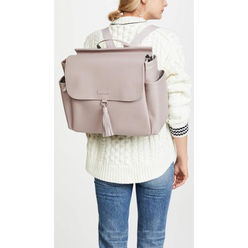 스킵 Skip Hop Diaper Bag Backpack, Greenwich Multi-Function Baby Travel Bag with Changing Pad and Stroller Straps, Vegan Leather, Portobello