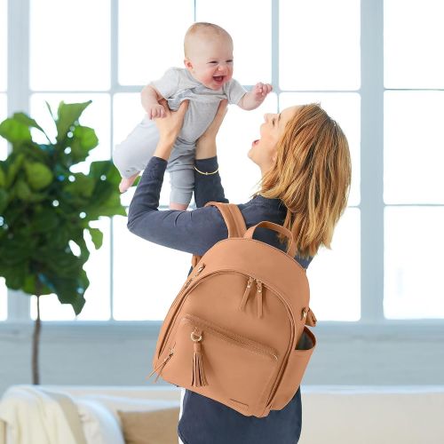 스킵 Skip Hop Diaper Bag Backpack, Greenwich Multi-Function Baby Travel Bag with Changing Pad and Stroller Straps, Vegan Leather, Portobello