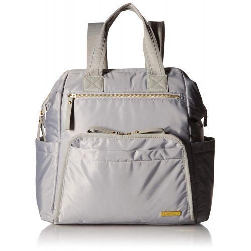 스킵 Skip Hop Diaper Bag Backpack, Mainframe Large Capacity Wide Open Structure, Black with Gold Trim