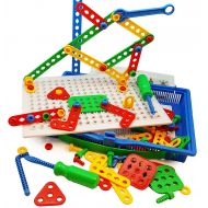 [아마존 핫딜]  [아마존핫딜]Skoolzy Educational Preschool Building Toys - 97pc Kids Construction Engineering Tool Set | Learning Tinker STEM Toys for Boys & Girls Nuts & Bolts Blocks for Kids