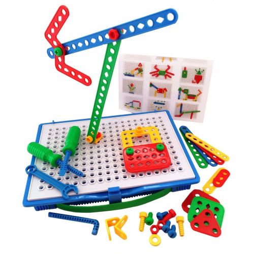  [아마존 핫딜]  [아마존핫딜]Skoolzy Educational Preschool Building Toys - 97pc Kids Construction Engineering Tool Set | Learning Tinker STEM Toys for Boys & Girls Nuts & Bolts Blocks for Kids