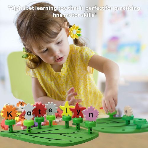  [아마존 핫딜]  [아마존핫딜]Skoolzy Preschool Learning Toys - Alphabet Puzzle - Flowers ABC Learning for Kids - Montessori Peg Board Toddler Toys for Boys, Girls | Educational Spelling Option to Wooden Letter