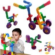 [아마존핫딜][아마존 핫딜] Skoolzy STEM Toys for Boys and Girls - Pipes & Joints Building Blocks Construction Sets for Kids - Fun Toddlers Fine Motor Skills Engineering | Best Gift Educational Toy for Age 3