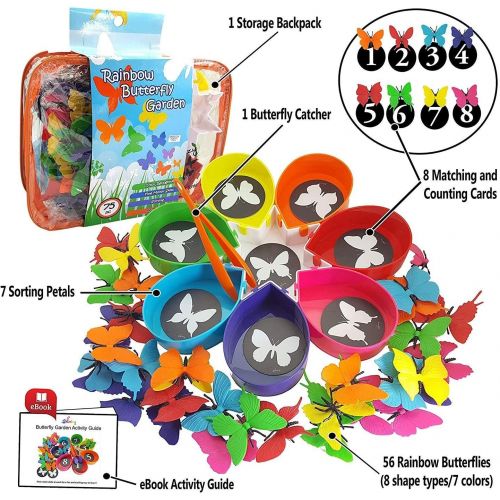  Skoolzy Butterfly Educational Toys for Toddlers - Color Sorting Toys, Counting Toddler Learning Activities & Math Games for Kindergarten - Montessori Preschool - Ages 2 3 4 5 Year