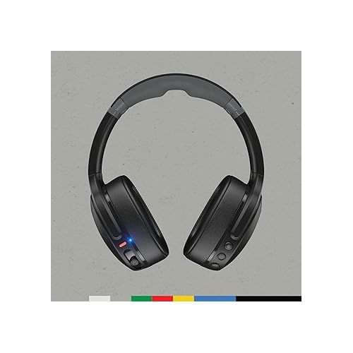  Skullcandy Crusher Evo Over-Ear Wireless Headphones with Sensory Bass with Charging Cable, 40 Hr Battery, Microphone, Works with iPhone Android and Bluetooth Devices - Black