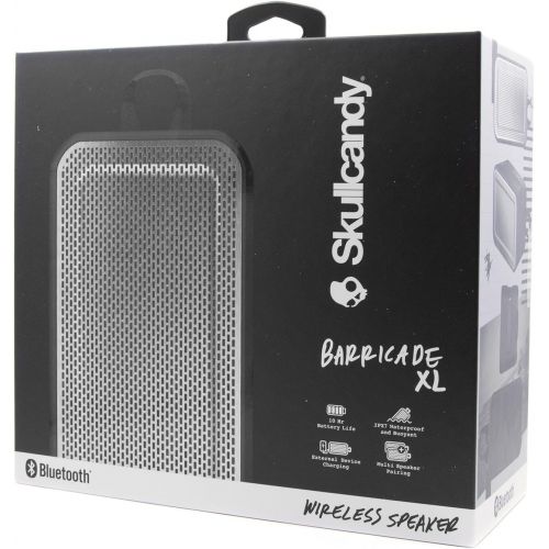  Skullcandy Barricade XL Bluetooth Wireless Portable Speaker, Waterproof and Buoyant, Impact Resistant, 10-Hour Battery Life and 33 Foot Wireless Range, Gray/Hot Lime