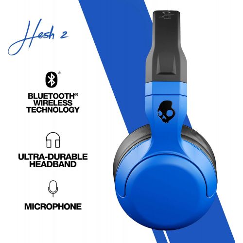  Skullcandy Hesh 2 Bluetooth Wireless Over-Ear Headphones with Microphone, Supreme Sound and Powerful Bass, 15-Hour Rechargeable Battery, Soft Synthetic Leather Ear Cushions, Black