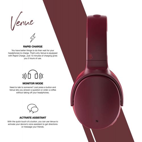  Skullcandy Venue Bluetooth Wireless Active Noise Cancelling Headphones - ViceGrayCrimson