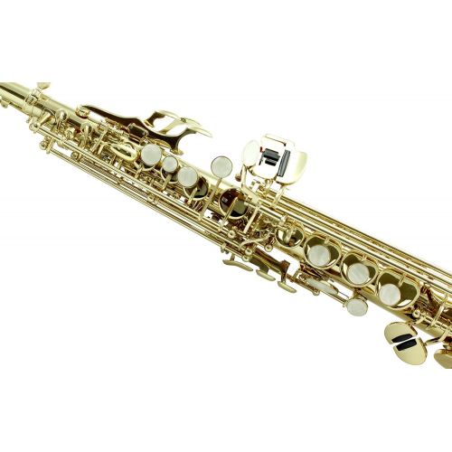  Sky Band Approved Bb Gold Plated Soprano Saxophone with Lightweight Case, Gloves, Cleaning cloth and rod and Mouthpiece, Guarantee Top Quality Sound