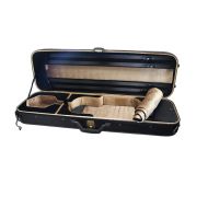 Sky PTVNCW01 Premium 4/4 Full Size Oblong Violin Case, Solid Wood Imitation Leather, Black/Khaki