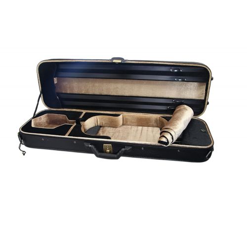  Sky PTVNCW01 Premium 4/4 Full Size Oblong Violin Case, Solid Wood Imitation Leather, Black/Khaki