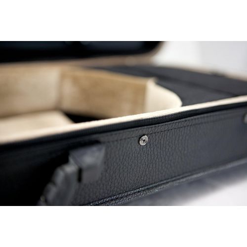  Sky PTVNCW01 Premium 4/4 Full Size Oblong Violin Case, Solid Wood Imitation Leather, Black/Khaki