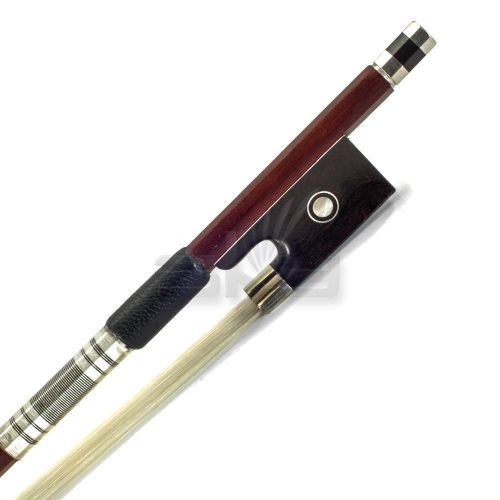  Sky SKY 4/4 Full Size Violin Bow Brazil Wood Mongolian Horsehair Octagonal Stick Fully-Line Abalone Inlay Silver-Metal Wrap