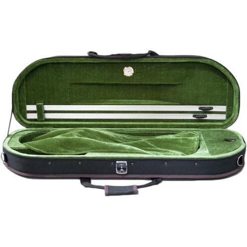  NEW Sky Violin Halfmoon Case VNCHM Lightweight with Hygrometer And Shoulder Strap Multiple Colors (Black/Grass Green)