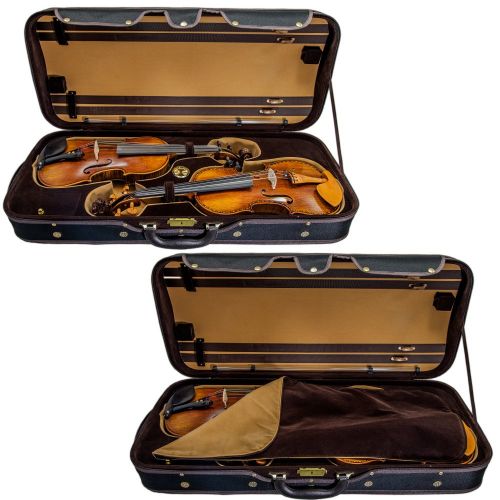  Sky Music SKY Heavy Duty 4/4 Full Size Wooden Pro Double Violin Case Black/Khaki