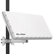 [아마존베스트]-Service-Informationen sky vision Flat H39 DS SAT Flat Antenna (Flat Satellite Dish for 2 Users, with Twin LNB) - SAT Antenna Flat with Bracket for Wall or Mast Replaces Satellite Bowl 60 cm, White