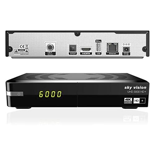  Sky Vision UHD 3000 HD+ Digital UHD Satellite Receiver + 1TB Hard Drive (4K UHD, HDTV, DVB S2, HDMI, USB 3.0, PVR Ready, 2160p, Unicable)