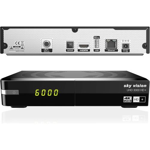  Sky Vision UHD 3000 HD+ Digital UHD Satellite Receiver + 1TB Hard Drive (4K UHD, HDTV, DVB S2, HDMI, USB 3.0, PVR Ready, 2160p, Unicable)