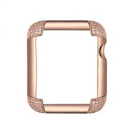 SkyB 14K18K Gold or Rhodium Plated Jewelry-Style Apple Watch Case with Swarovski Zirconia CZ or Spinel Pave Corners - Color & Size Options