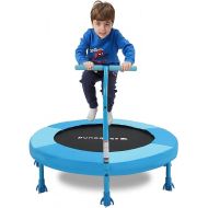 SkyBound 36 Inch Indoor Trampoline for Kids - Kids Trampoline Indoor with Handle - Toddler Trampoline with Upgraded 2.0mm Steel Pipe and Handlebar - Mini Indoor Trampoline for Kids Age 3 and Above