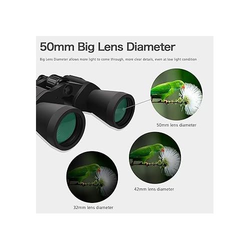  SkyGenius 10 x 50 Binoculars for Adults Powerful Full-Size, Clear Durable Binoculars for Bird Watching Sightseeing Wildlife Watching Traveling Stargazing with Low Light Night Vision