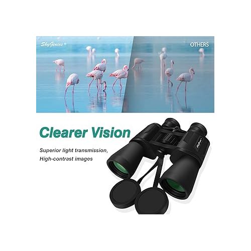  SkyGenius 10 x 50 Binoculars for Adults Powerful Full-Size, Clear Durable Binoculars for Bird Watching Sightseeing Wildlife Watching Traveling Stargazing with Low Light Night Vision