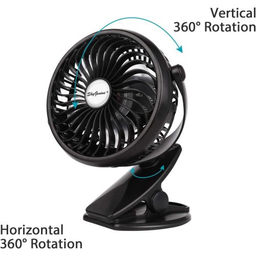  [아마존베스트]SkyGenius Battery Operated Clip on Mini Desk Fan, Black