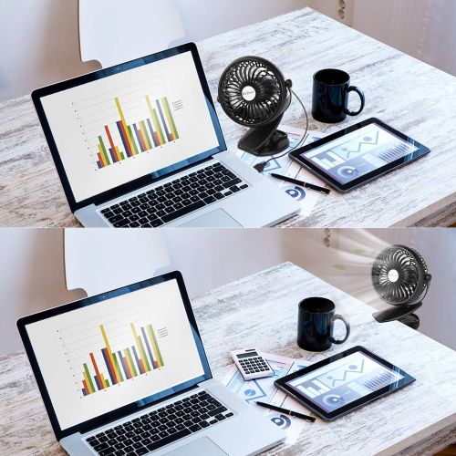  [아마존베스트]SkyGenius Battery Operated Clip on Mini Desk Fan, Black