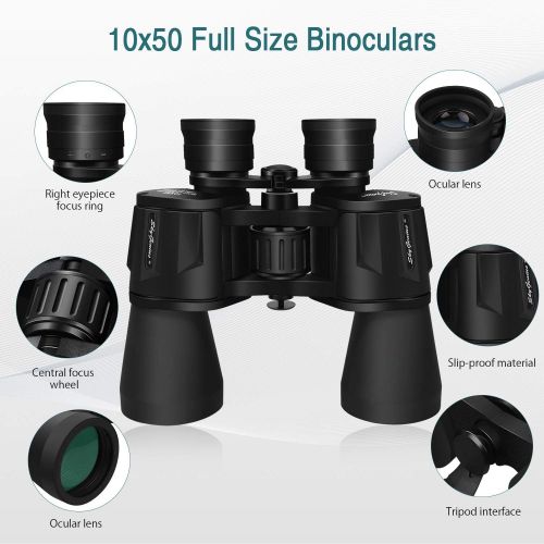  SkyGenius 10 x 50 Binoculars for Adults Full-Size, Binoculars for Bird Watching Sightseeing Wildlife Watching with Low Light Night Vision