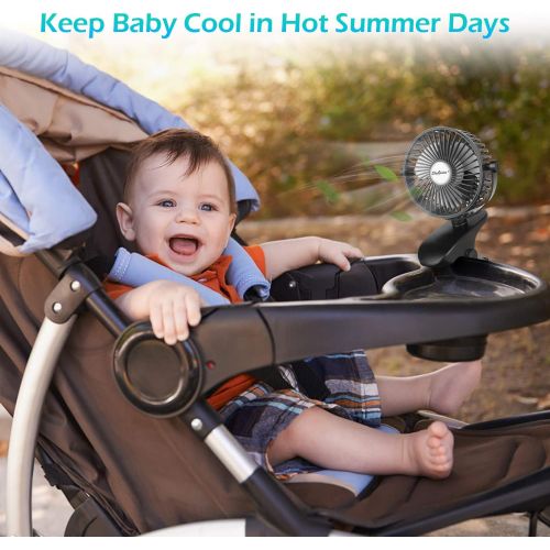  [아마존베스트]SkyGenius Battery Operated Stroller Fan, Rechargeable USB Powered Mini Clip on Desk Fan