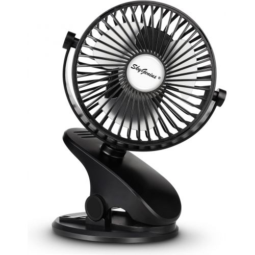  [아마존베스트]SkyGenius Battery Operated Stroller Fan, Rechargeable USB Powered Mini Clip on Desk Fan