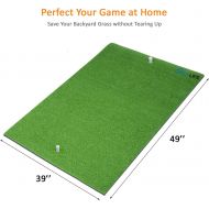 [아마존베스트]SkyLife Golf Mat Residential Practice Hitting Grass Mat with Removable Rubber Tee Holder, Home Backyard Garage Outdoor Practice (39 X 49)