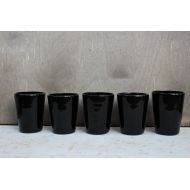 /SkySecrets Set of 5 Scandinavian Black Hand Blown Drinking Glasses