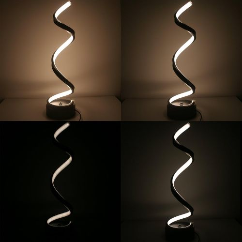  SkyeyArc Vertical Spiral Dimmable LED Table Lamp, Curved LED Desk Lamp, Contemporary Minimalist Lighting Design, Multiple Color Temperature Light, 12W, Black