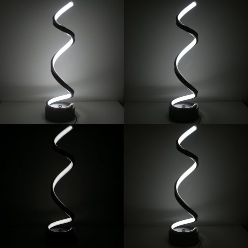  SkyeyArc Vertical Spiral Dimmable LED Table Lamp, Curved LED Desk Lamp, Contemporary Minimalist Lighting Design, Multiple Color Temperature Light, 12W, Black